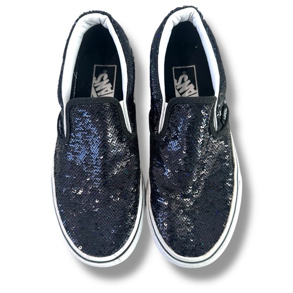 VANS CLASSIC SLIP ON MICRO SEQUINS Black Kids 4 / Women’s 6 - Picture 1 of 8